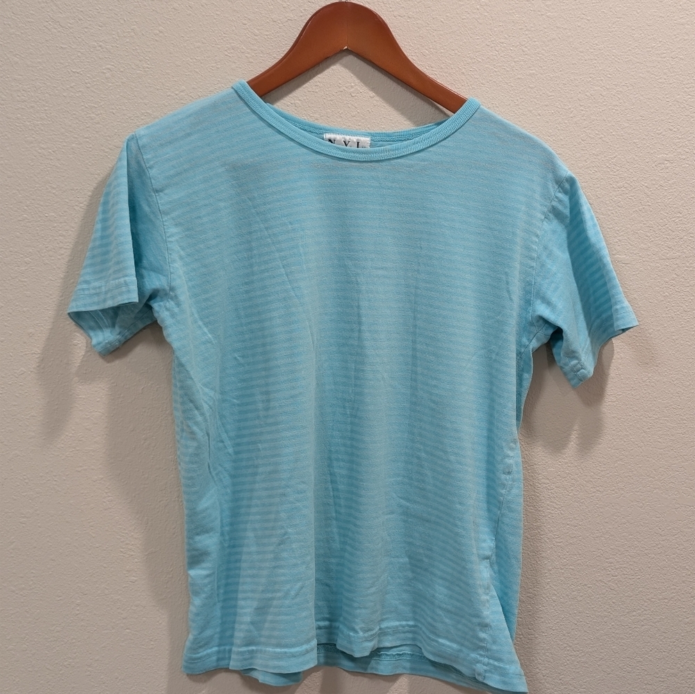Light Blue Striped Ladies' T-Shirt New York Laundry Medium